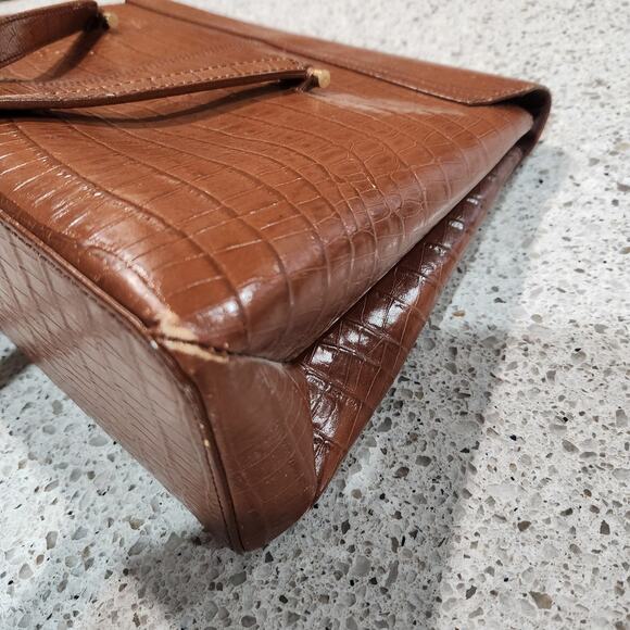 Vintage Etienne Aigner Croc Embossed Satchel Purse Bag - Picture 13 of 16